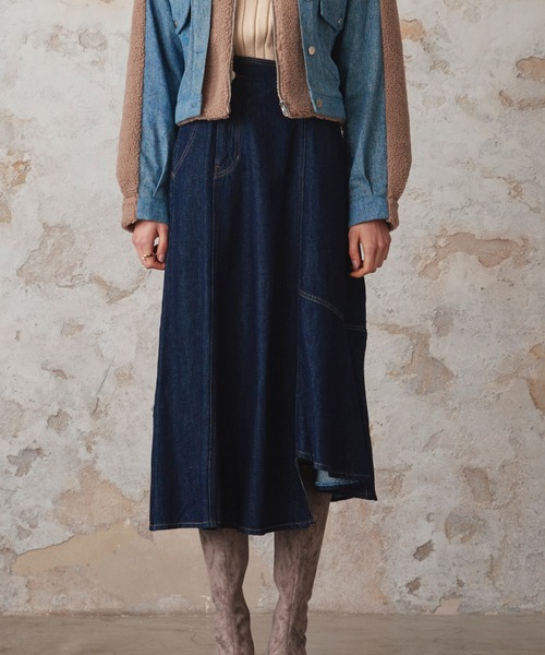 Cheek(チーク)の「デニムイレヘムフレアスカート(デニムスカート・レディース・ネイビー/サックスブルー・SMALL/MEDIUM)」の12枚目の写真