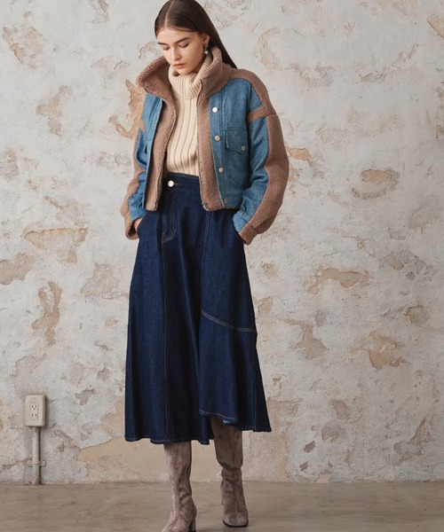 Cheek(チーク)の「デニムイレヘムフレアスカート(デニムスカート・レディース・ネイビー/サックスブルー・SMALL/MEDIUM)」の16枚目の写真