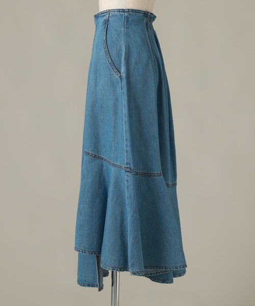 Cheek(チーク)の「デニムイレヘムフレアスカート(デニムスカート・レディース・ネイビー/サックスブルー・SMALL/MEDIUM)」の4枚目の写真
