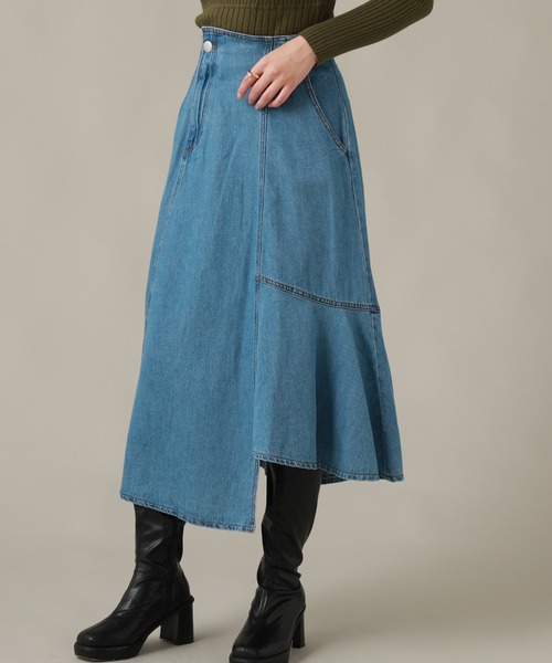 Cheek(チーク)の「デニムイレヘムフレアスカート(デニムスカート・レディース・ネイビー/サックスブルー・SMALL/MEDIUM)」の15枚目の写真