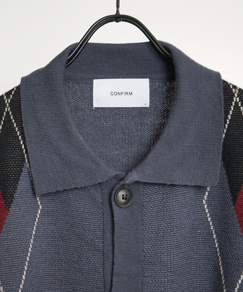 Confirm（コンファーム）の「アーガイル柄 ジャガードニット ルーズシャツカーディガン【Confirm】（カーディガン/ボレロ・メンズ・チャコールグレー/ブラック/ネイビー・M/L）」の13枚目の写真