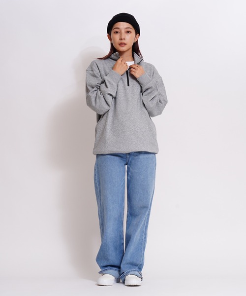 GIORDANO（ジョルダーノ）の「[ GIORDANO ]スタンドハーフジップスウェット (ユニセックス)（スウェット・レディース・グレー/ネイビー・MEDIUM/LARGE/X-LARGE）」の15枚目の写真