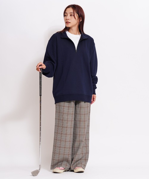 GIORDANO（ジョルダーノ）の「[ GIORDANO ]スタンドハーフジップスウェット (ユニセックス)（スウェット・レディース・グレー/ネイビー・MEDIUM/LARGE/X-LARGE）」の17枚目の写真