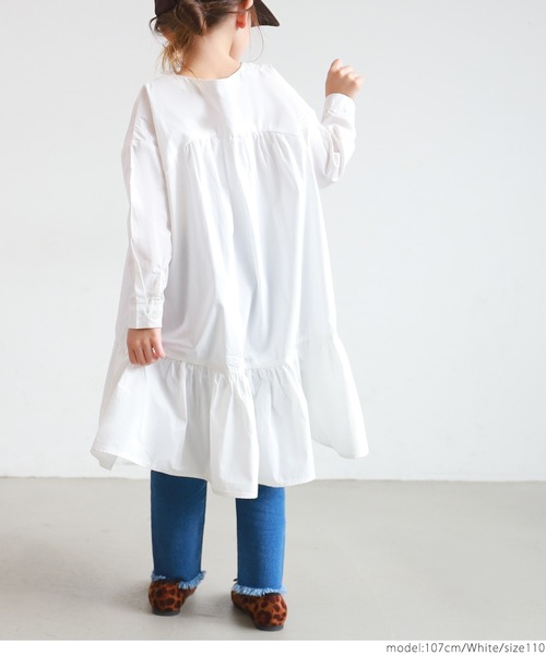 coca（coca）（コカ）の「キッズ 親子お揃いナチュラルコットンティアードワンピース（ワンピース・キッズ・ベージュ/ホワイト・100/110/120/130/140）」の12枚目の写真