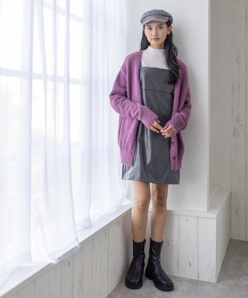 clear（クリア）の「フェイクレザーミニジャンスカ（ワンピース・レディース・チャコールグレー/ブラック/アイボリー・F）」の12枚目の写真