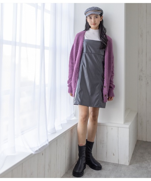 clear（クリア）の「フェイクレザーミニジャンスカ（ワンピース・レディース・チャコールグレー/ブラック/アイボリー・F）」の13枚目の写真