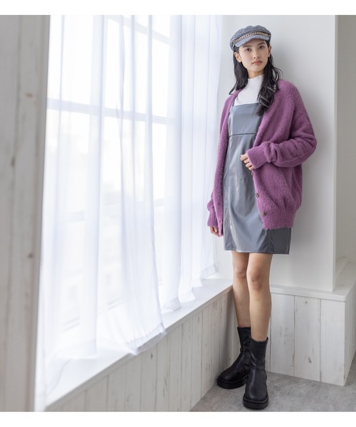 clear（クリア）の「フェイクレザーミニジャンスカ（ワンピース・レディース・チャコールグレー/ブラック/アイボリー・F）」の15枚目の写真