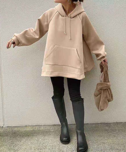 LUGG NAGG(ラグナグ)の「Aラインダブルフェイスパーカー(パーカー・レディース・ホワイト/ベージュ/ブラック・M)」の3枚目の写真