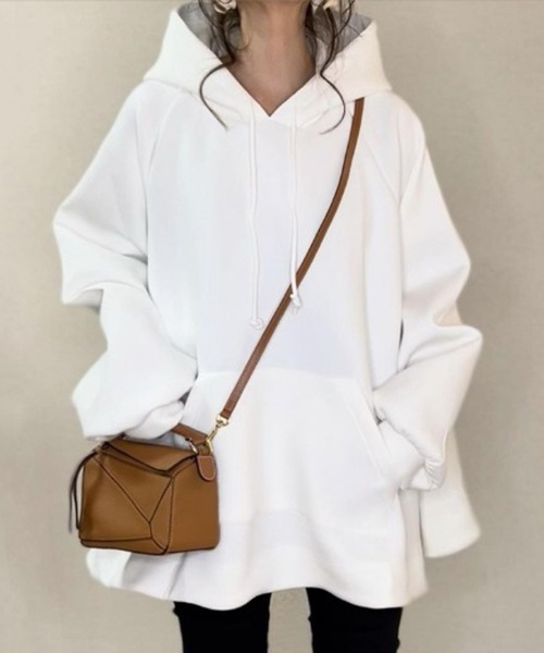 LUGG NAGG(ラグナグ)の「Aラインダブルフェイスパーカー(パーカー・レディース・ホワイト/ベージュ/ブラック・M)」の1枚目の写真