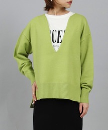 深Vネックプルオーバー