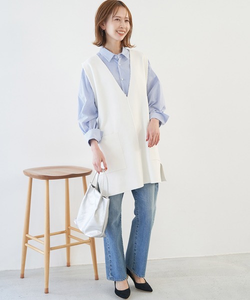 ROPE' PICNIC（ロペピクニック）の「RENU/Vあきニットロングベスト（ベスト・レディース・ネイビー/オフホワイト・38）」の19枚目の写真