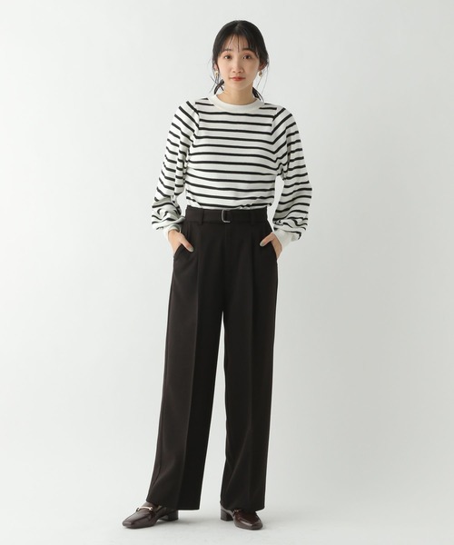 A part by（アパートバイ）の「ベルトツキタックストレートパンツ（その他パンツ・レディース・ブラック/アイボリー・MEDIUM/LARGE）」の3枚目の写真