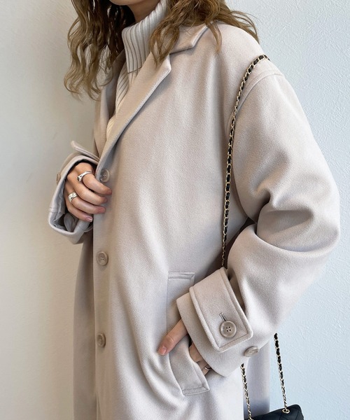 w closet（ダブルクローゼット）の「ロングチェスターコート（チェスターコート・レディース・ブラック/モカ/キナリ/グレー・FREE）」の20枚目の写真