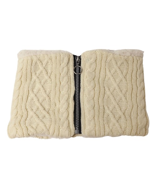 14+（イチヨンプラス）の「ニット裏ボアネックウォーマー（ネックウォーマー/スヌード・レディース・アイボリー/イエロー/グレー/ベージュ/グリーン/ブルー/ブラック・FREE）」の4枚目の写真