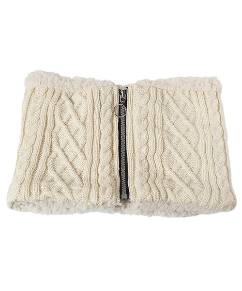 14+（イチヨンプラス）の「ニット裏ボアネックウォーマー（ネックウォーマー/スヌード・レディース・アイボリー/イエロー/グレー/ベージュ/グリーン/ブルー/ブラック・FREE）」の2枚目の写真