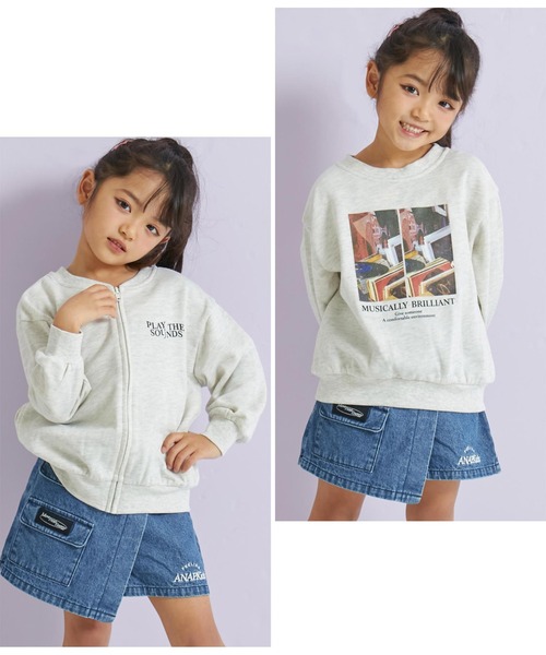 ANAP kids（アナップキッズ）の「前後2WAYフォトプリントブルゾン【親子お揃い】（スウェット・キッズ・ブラック/ライトグレー/グリーン・110cm/120cm/130cm）」の2枚目の写真