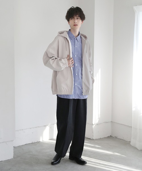 ETELIO（エテリオ）の「スムースツイル ジップアップフーデットジャケット（ブルゾン・メンズ・チャコール/ベージュ/ブルー/ブラック・S/M/L）」の10枚目の写真