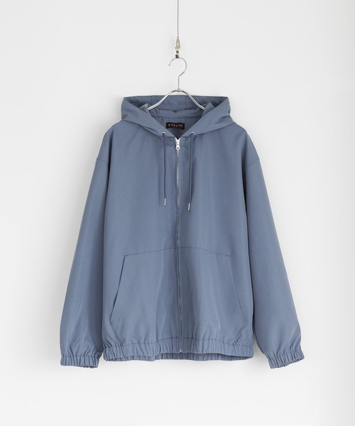 ETELIO（エテリオ）の「スムースツイル ジップアップフーデットジャケット（ブルゾン・メンズ・チャコール/ベージュ/ブルー/ブラック・S/M/L）」の21枚目の写真
