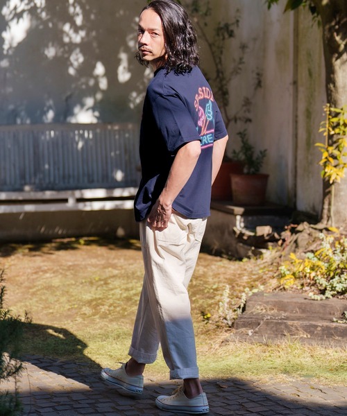 モラビトのカットソー　ブルー CAMBIO（カンビオ）の「mt8288- ビッグシルエットプリントTシャツ（ICE