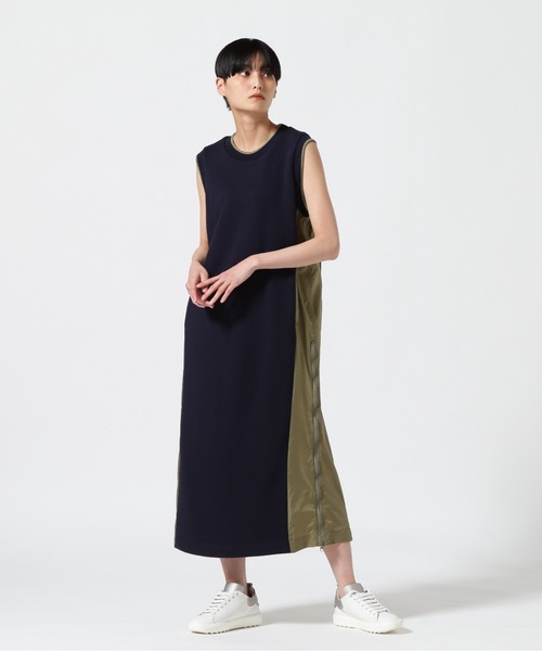 Risley(リズレー)の「Risley/リズレー/異素材切替スウェットワンピース(ワンピース・レディース・ホワイト/ネイビー・F)」の2枚目の写真