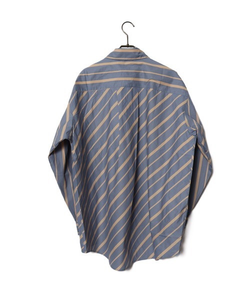 ATELANE（アテレーン）の「ATELANE/ストライプ切替ルーズシルエットレギュラーシャツ（シャツ/ブラウス・メンズ・ネイビー/オレンジ・MEDIUM/LARGE）」の3枚目の写真