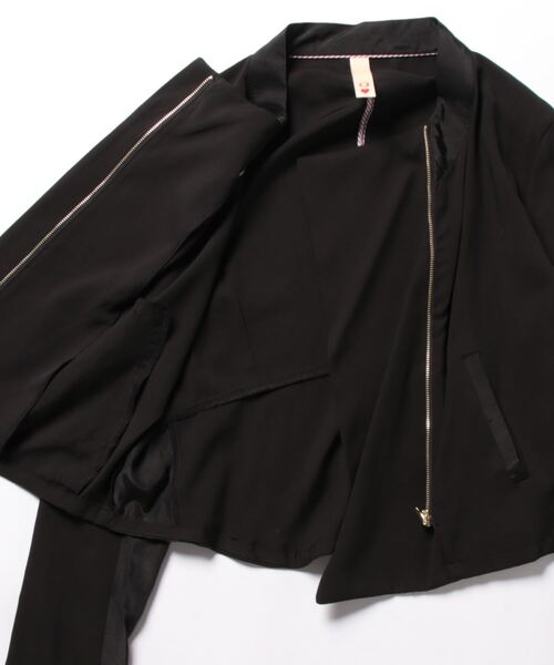 Q(キュー)の「リラックスライダース(ライダースジャケット・レディース・ブラック/オリーブ・MEDIUM)」の12枚目の写真