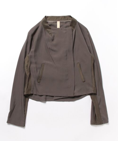 Q(キュー)の「リラックスライダース(ライダースジャケット・レディース・ブラック/オリーブ・MEDIUM)」の5枚目の写真