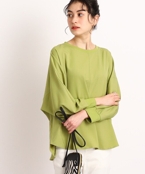 DRESKIP（ドレスキップ）の「◆【さらりと綺麗シルエット】イージーケア リブ切替ドルマンブラウス（シャツ/ブラウス・レディース・グリーン/ピンク系/黄緑系/レモンイエロー/ライトベージュ/ブラック・00）」の5枚目の写真