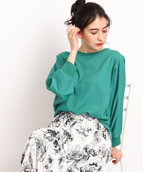 DRESKIP（ドレスキップ）の「◆【さらりと綺麗シルエット】イージーケア リブ切替ドルマンブラウス（シャツ/ブラウス・レディース・グリーン/ピンク系/黄緑系/レモンイエロー/ライトベージュ/ブラック・00）」の4枚目の写真