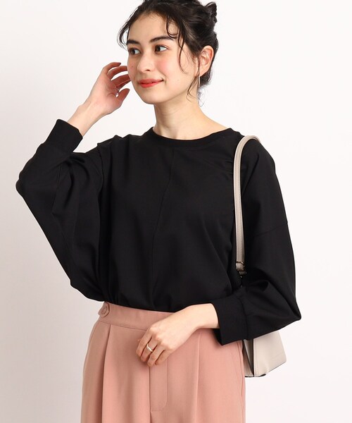 DRESKIP（ドレスキップ）の「◆【さらりと綺麗シルエット】イージーケア リブ切替ドルマンブラウス（シャツ/ブラウス・レディース・グリーン/ピンク系/黄緑系/レモンイエロー/ライトベージュ/ブラック・00）」の2枚目の写真