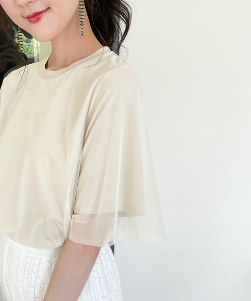 Andemiu(アンデミュウ)の「チュールカサネT189153(Tシャツ/カットソー・レディース・ブラック/オフホワイト/ブルー/アイボリー・FREE)」の3枚目の写真