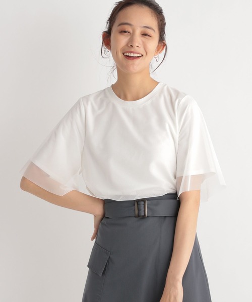 Andemiu(アンデミュウ)の「チュールカサネT189153(Tシャツ/カットソー・レディース・ブラック/オフホワイト/ブルー/アイボリー・FREE)」の5枚目の写真