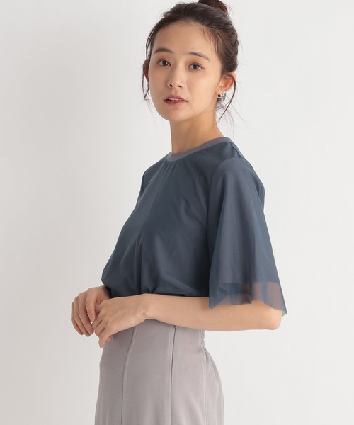 Andemiu(アンデミュウ)の「チュールカサネT189153(Tシャツ/カットソー・レディース・ブラック/オフホワイト/ブルー/アイボリー・FREE)」の9枚目の写真