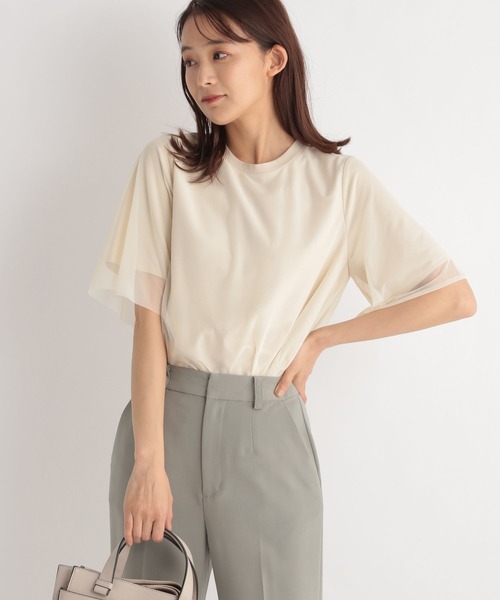 Andemiu(アンデミュウ)の「チュールカサネT189153(Tシャツ/カットソー・レディース・ブラック/オフホワイト/ブルー/アイボリー・FREE)」の10枚目の写真