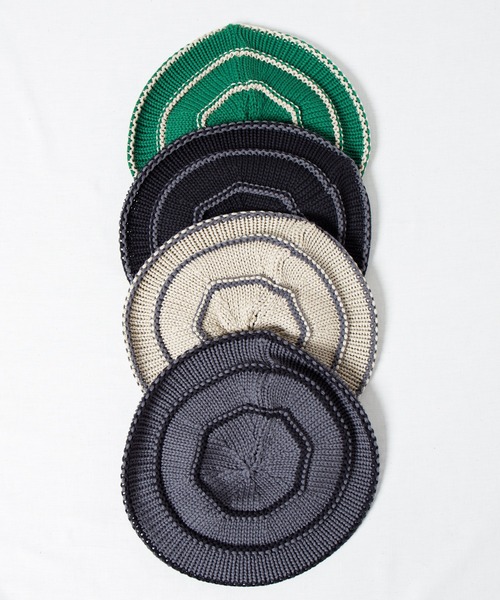 RACAL(ラカル)の「Stripe Knit Tam Beret / ボーダーニットタムベレー(ニットキャップ/ビーニー・メンズ・ベージュ/グリーン/グレー/ブラック・FREE)」の5枚目の写真