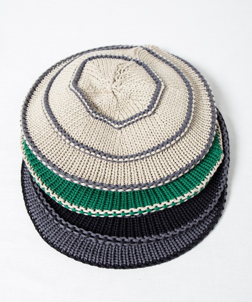 RACAL(ラカル)の「Stripe Knit Tam Beret / ボーダーニットタムベレー(ニットキャップ/ビーニー・メンズ・ベージュ/グリーン/グレー/ブラック・FREE)」の17枚目の写真