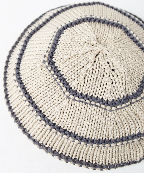 RACAL(ラカル)の「Stripe Knit Tam Beret / ボーダーニットタムベレー(ニットキャップ/ビーニー・メンズ・ベージュ/グリーン/グレー/ブラック・FREE)」の6枚目の写真