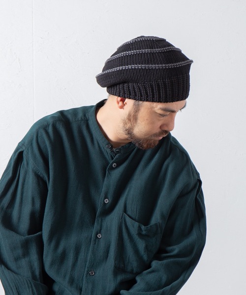 RACAL(ラカル)の「Stripe Knit Tam Beret / ボーダーニットタムベレー(ニットキャップ/ビーニー・メンズ・ベージュ/グリーン/グレー/ブラック・FREE)」の16枚目の写真