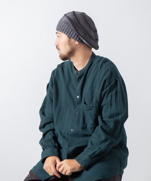 RACAL(ラカル)の「Stripe Knit Tam Beret / ボーダーニットタムベレー(ニットキャップ/ビーニー・メンズ・ベージュ/グリーン/グレー/ブラック・FREE)」の19枚目の写真
