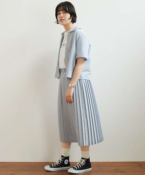 bulle de savon（ビュルデサボン）の「Sheer Sucker CHECK プリーツ