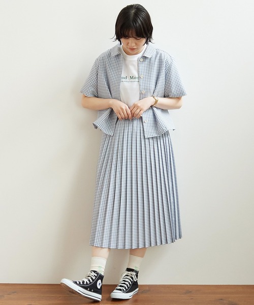 bulle de savon（ビュルデサボン）の「Sheer Sucker CHECK プリーツ