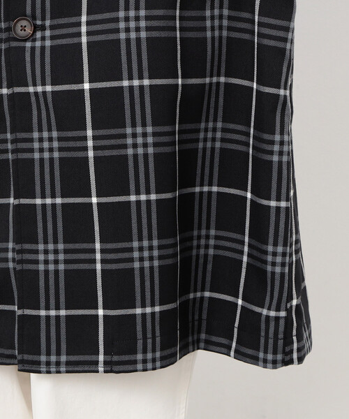 Purple&Yellow（パープルアンドイエロー）の「チェック ラグランコート（ステンカラーコート・メンズ・ホワイト/ブラック・SMALL/MEDIUM/LARGE）」の8枚目の写真