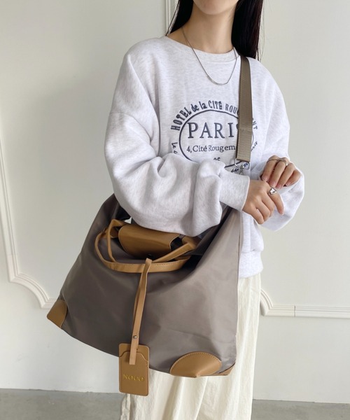 wears（ウェアーズ）の「大容量 無地トラベルボストンバッグ トートバッグ ショルダーバッグ（トートバッグ・レディース・グレイッシュベージュ/ブラック/グレー/ピンク・FREE）」の3枚目の写真