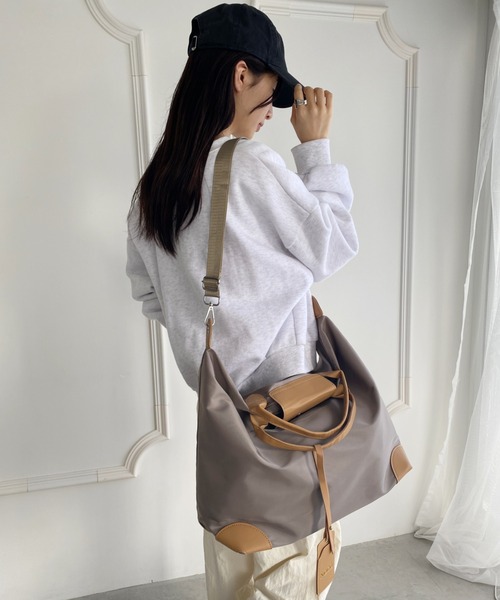 wears（ウェアーズ）の「大容量 無地トラベルボストンバッグ トートバッグ ショルダーバッグ（トートバッグ・レディース・グレイッシュベージュ/ブラック/グレー/ピンク・FREE）」の15枚目の写真