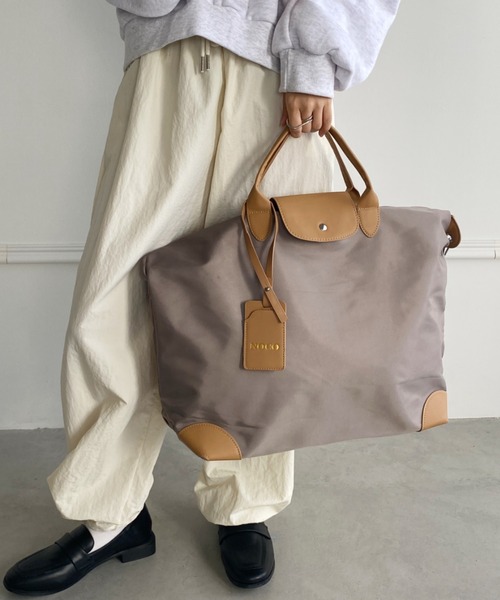 wears（ウェアーズ）の「大容量 無地トラベルボストンバッグ トートバッグ ショルダーバッグ（トートバッグ・レディース・グレイッシュベージュ/ブラック/グレー/ピンク・FREE）」の18枚目の写真