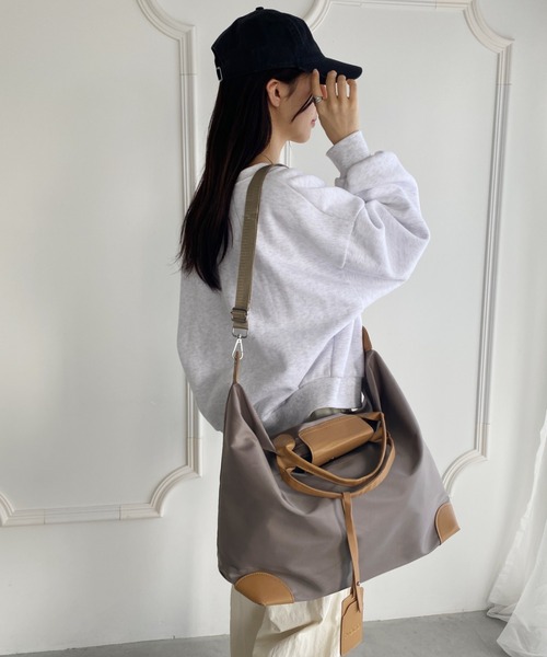 wears（ウェアーズ）の「大容量 無地トラベルボストンバッグ トートバッグ ショルダーバッグ（トートバッグ・レディース・グレイッシュベージュ/ブラック/グレー/ピンク・FREE）」の16枚目の写真