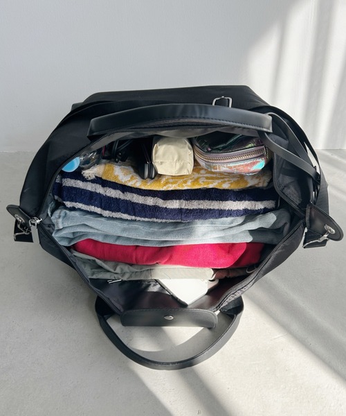 wears（ウェアーズ）の「大容量 無地トラベルボストンバッグ トートバッグ ショルダーバッグ（トートバッグ・レディース・グレイッシュベージュ/ブラック/グレー/ピンク・FREE）」の8枚目の写真