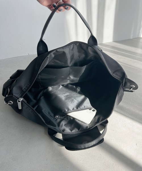 wears（ウェアーズ）の「大容量 無地トラベルボストンバッグ トートバッグ ショルダーバッグ（トートバッグ・レディース・グレイッシュベージュ/ブラック/グレー/ピンク・FREE）」の7枚目の写真