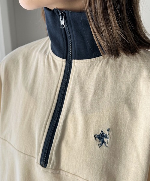 Java(ジャバ)の「《JaVa ジャバコラボ》技あり大人コーデ。綿100%配色ハーフジッププルオーバー(Tシャツ/カットソー・レディース・グリーン/オレンジ/ネイビー/ベージュ/オフホワイト/アイボリー・LARGE/MEDIUM/SMALL/X-LARGE)」の11枚目の写真