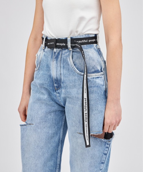 beautiful people LOGO BUCKLE BELT IN JACQUAR